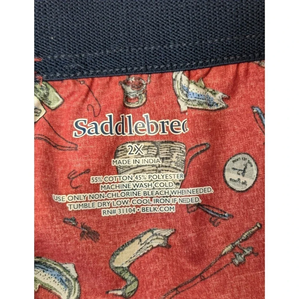 Saddlebred Men’s 2X Boxers Red with Fishing Theme Print New With Tag
